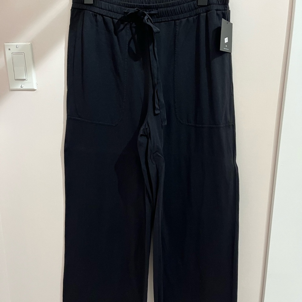 Black Wide Leg Tee Shirt Cotton Pants by Velvet by Jenny Graham